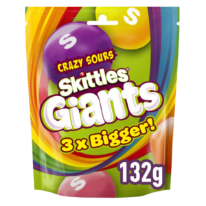 Skittles Giants Vegan Sour Sweets Fruit Pouch 132g
